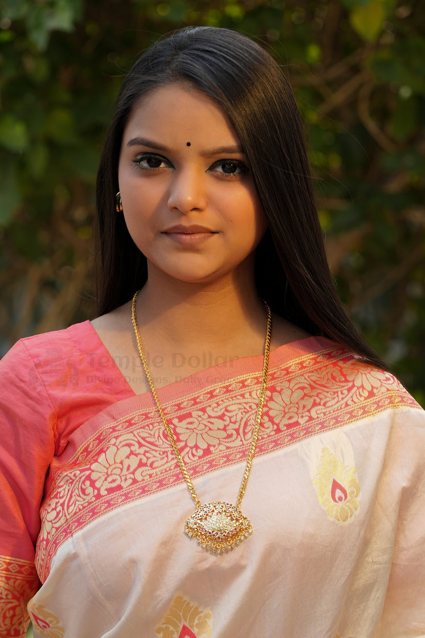 Lotus Flower Pendant with V-Link Chain