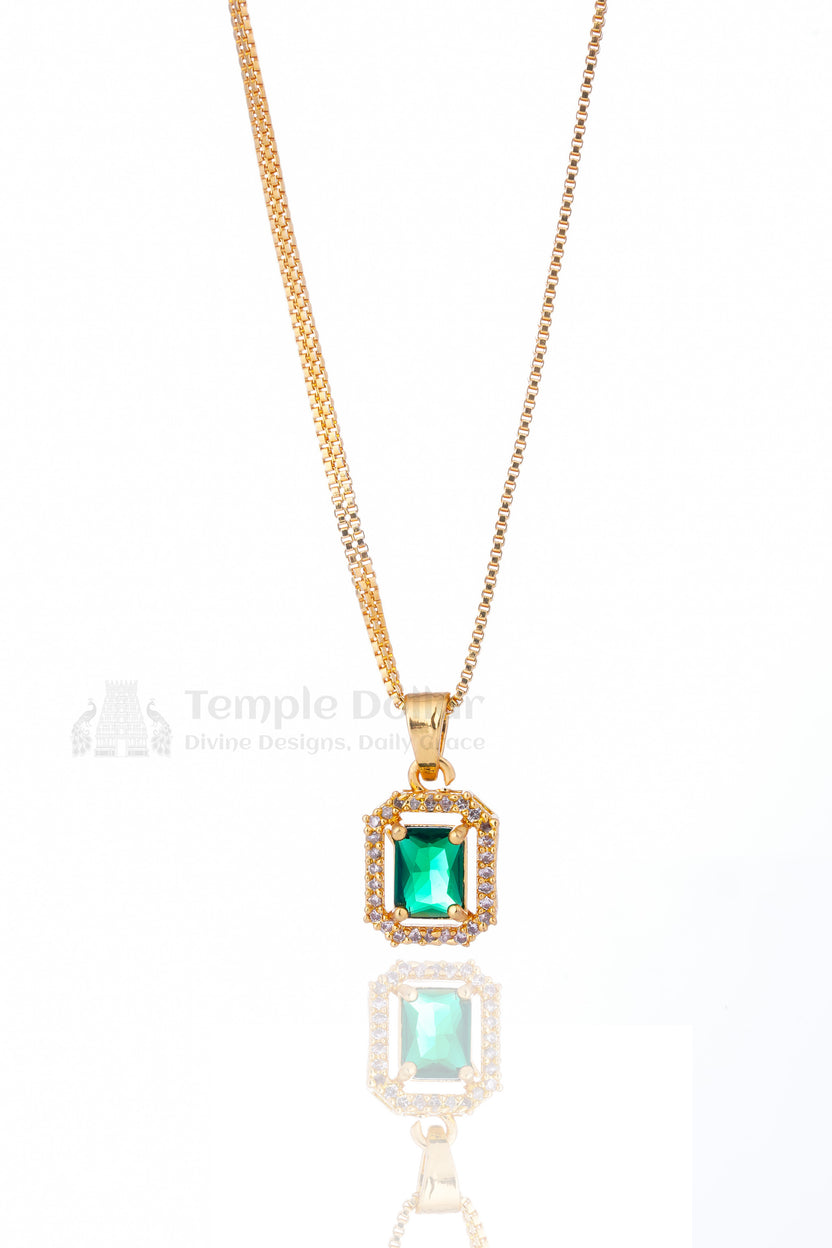 Emerald Square Halo Pendant