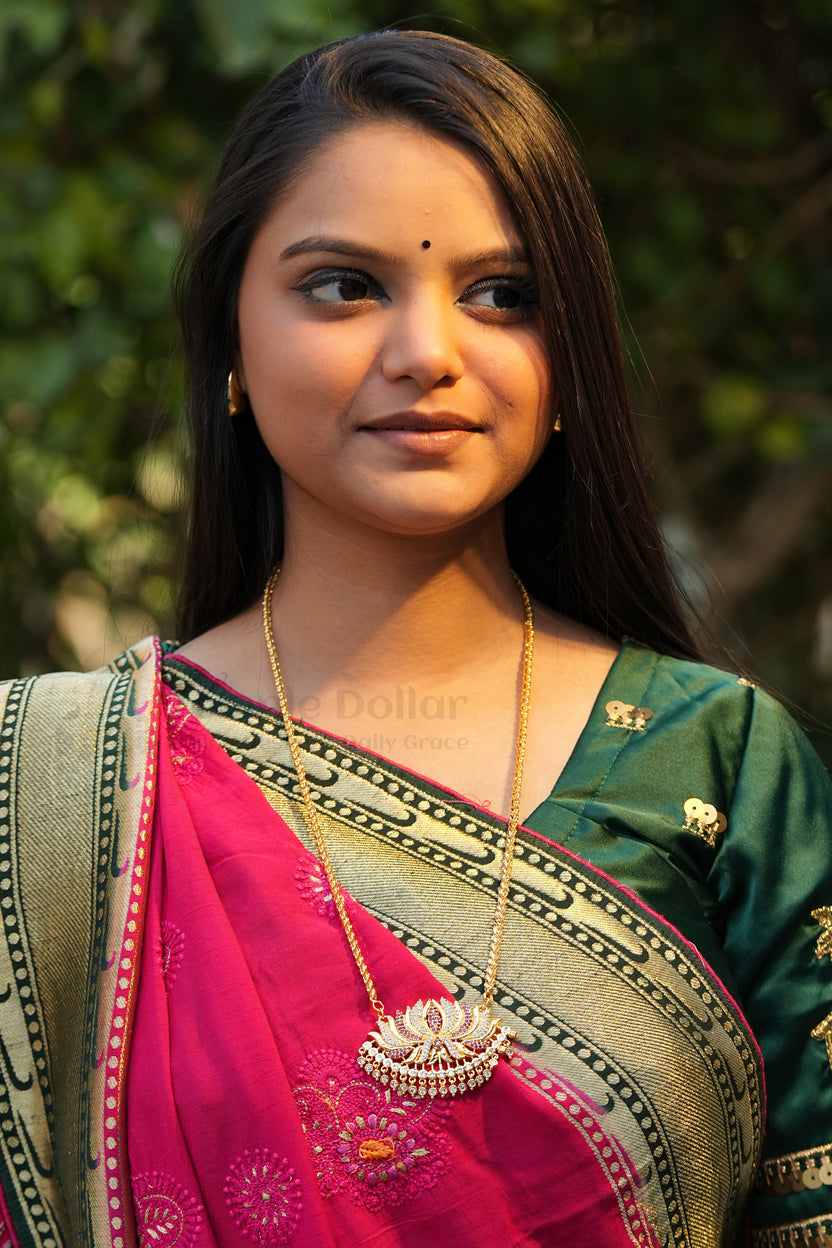 Blooming Lotus Pendant with Twisted Rope Chain