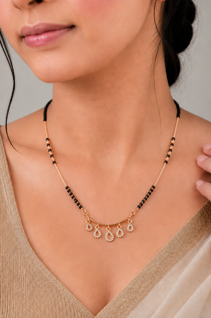 Teardrop Charm Grace Rose Gold AD Mangalsutra