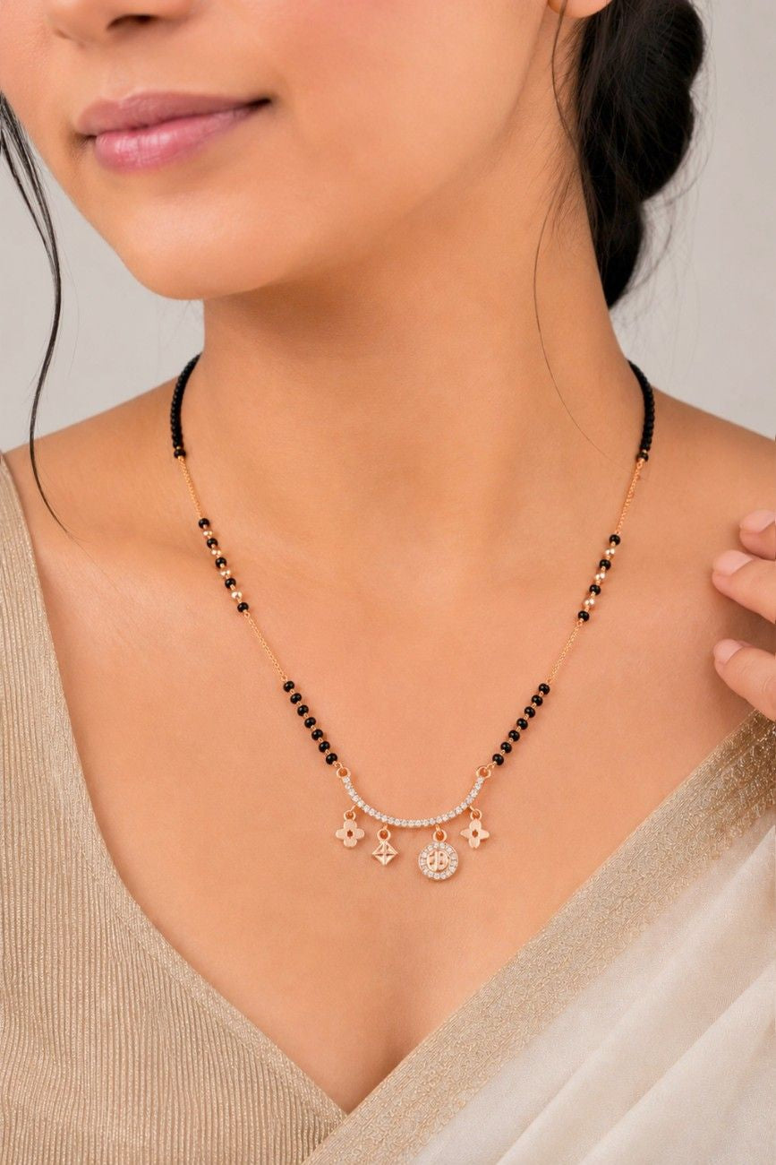 Lucky Charm Luxe Rose Gold AD Mangalsutra