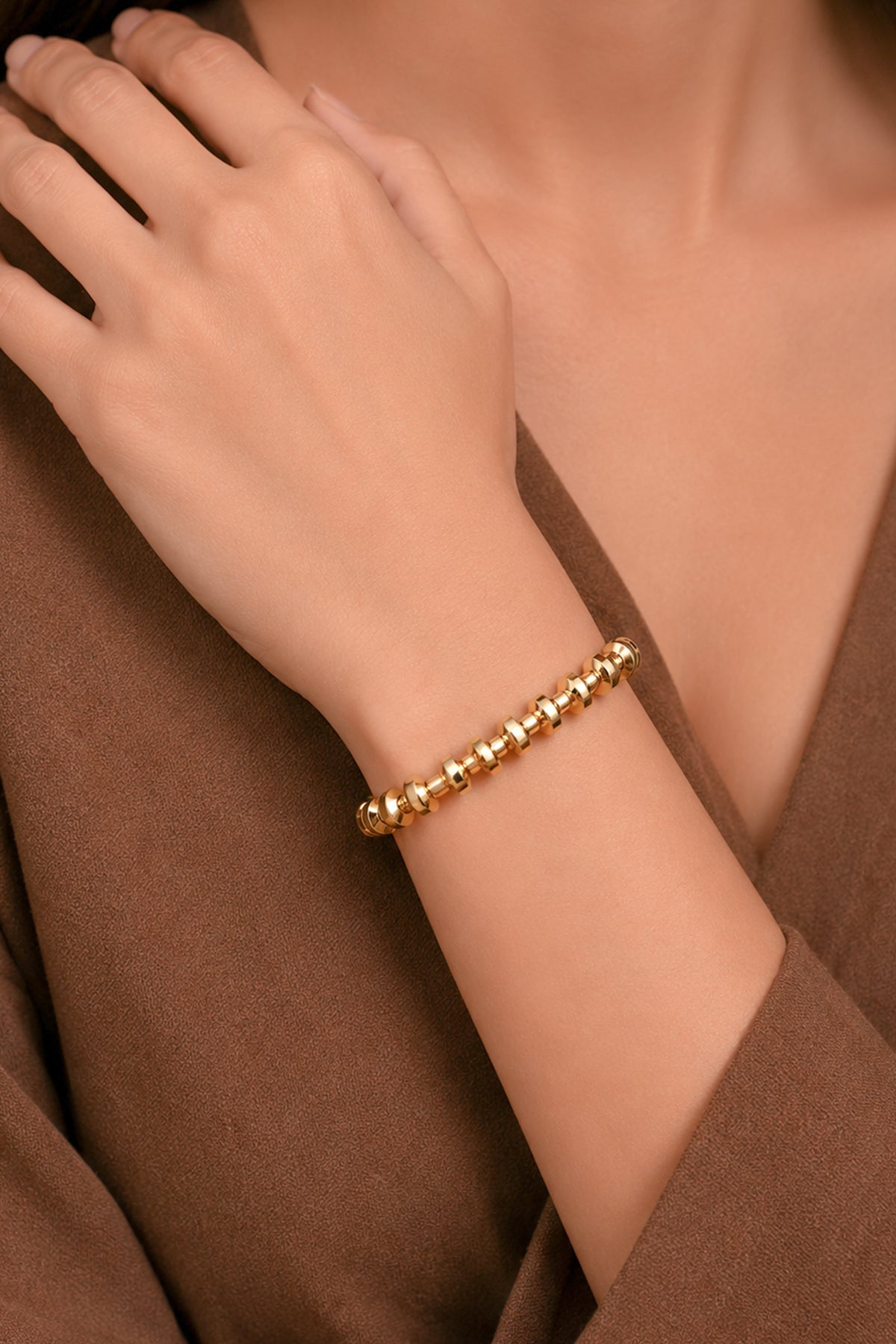 Gold Industrial Bead Bracelate