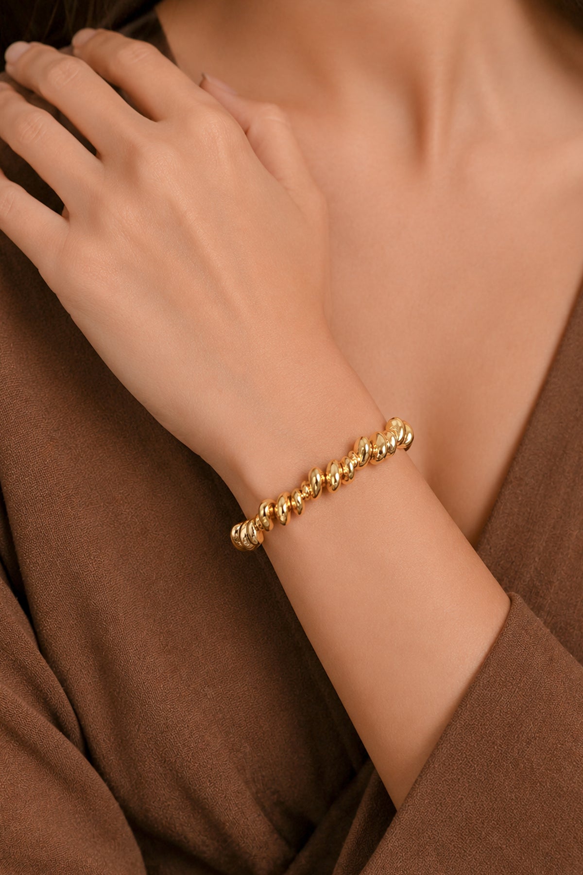 Thick Twisted High-shine Statement Bracelet