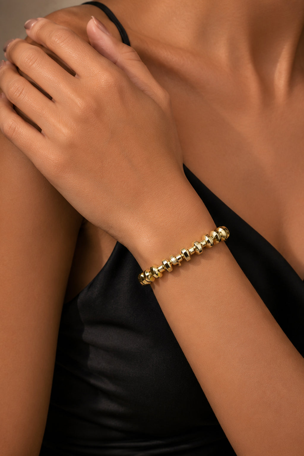 Gold Industrial Bead Bracelate