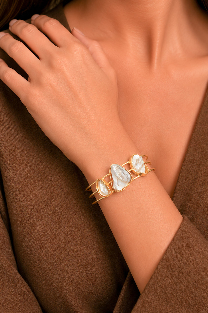Gold-plated Mother of Pearl Cuff Bracele
