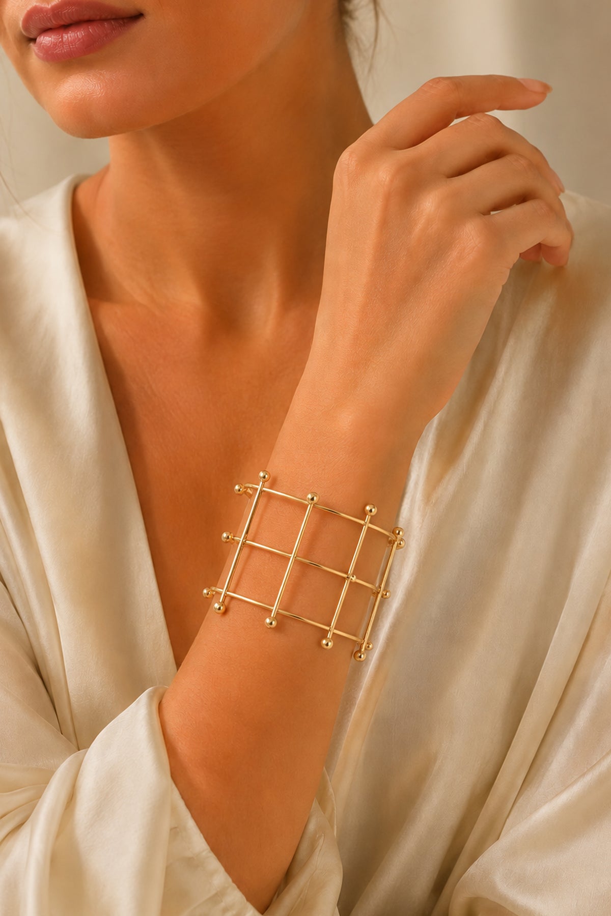 Gold Orbital Grid Cuff