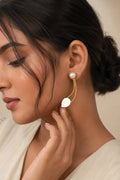 Gold Toned Pearl and Stone Studded Earrings