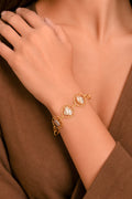 Boho Dreamcatcher Link Bracelet - Gold & Earth Tone Inlay