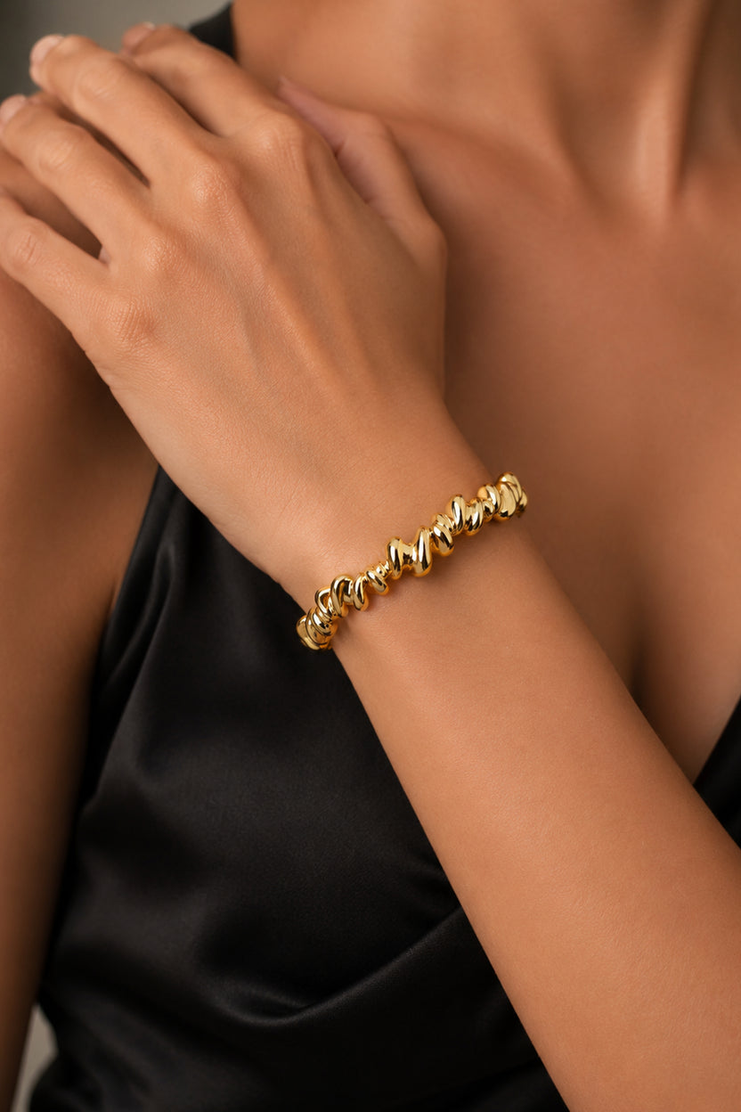 Thick Twisted High-shine Statement Bracelet