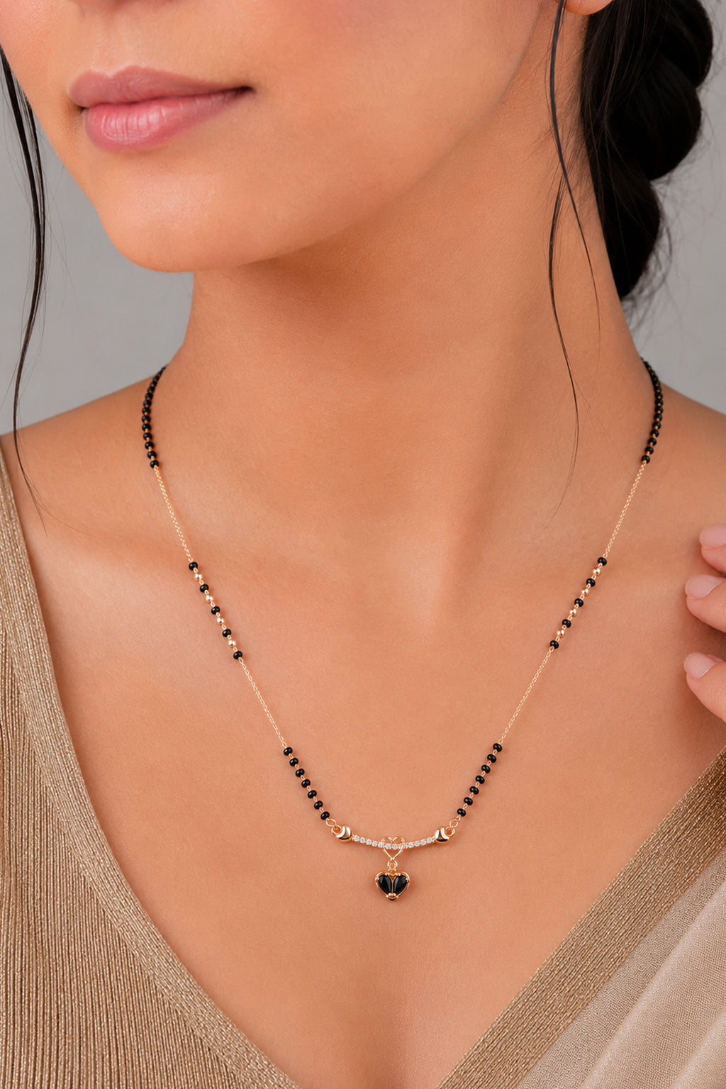 Heart Love Pendant Rose Gold AD Mangalsutra