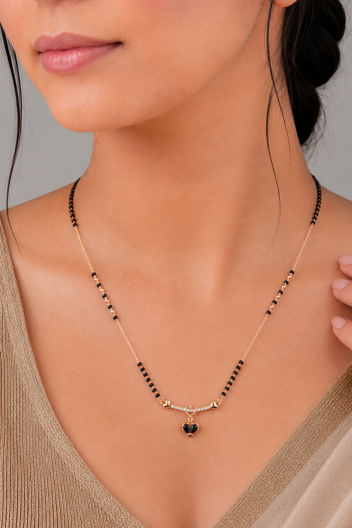 Heart Love Pendant Rose Gold AD Mangalsutra