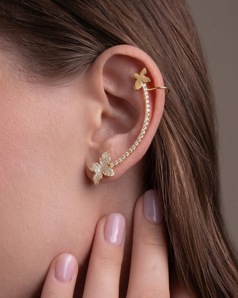 Butterfly Crystal Gold Ear Cuff