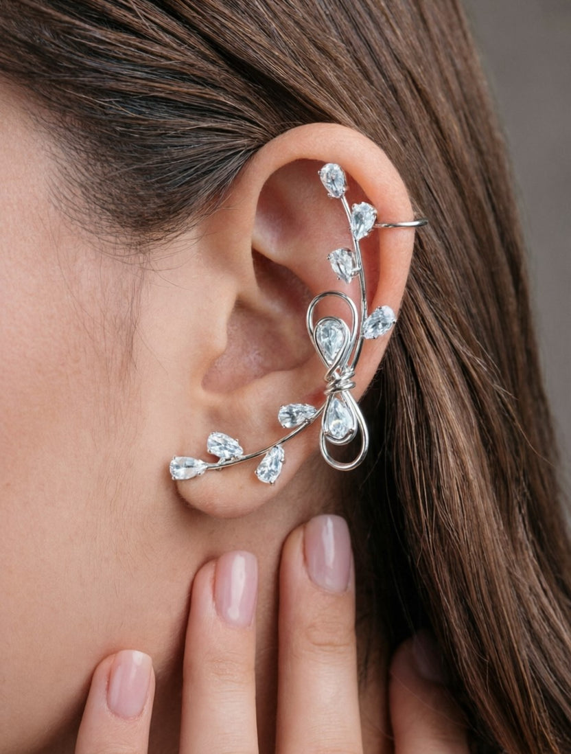 Starlight Ribbon Cuff Ear Crawler Silver Infinitum Wrap