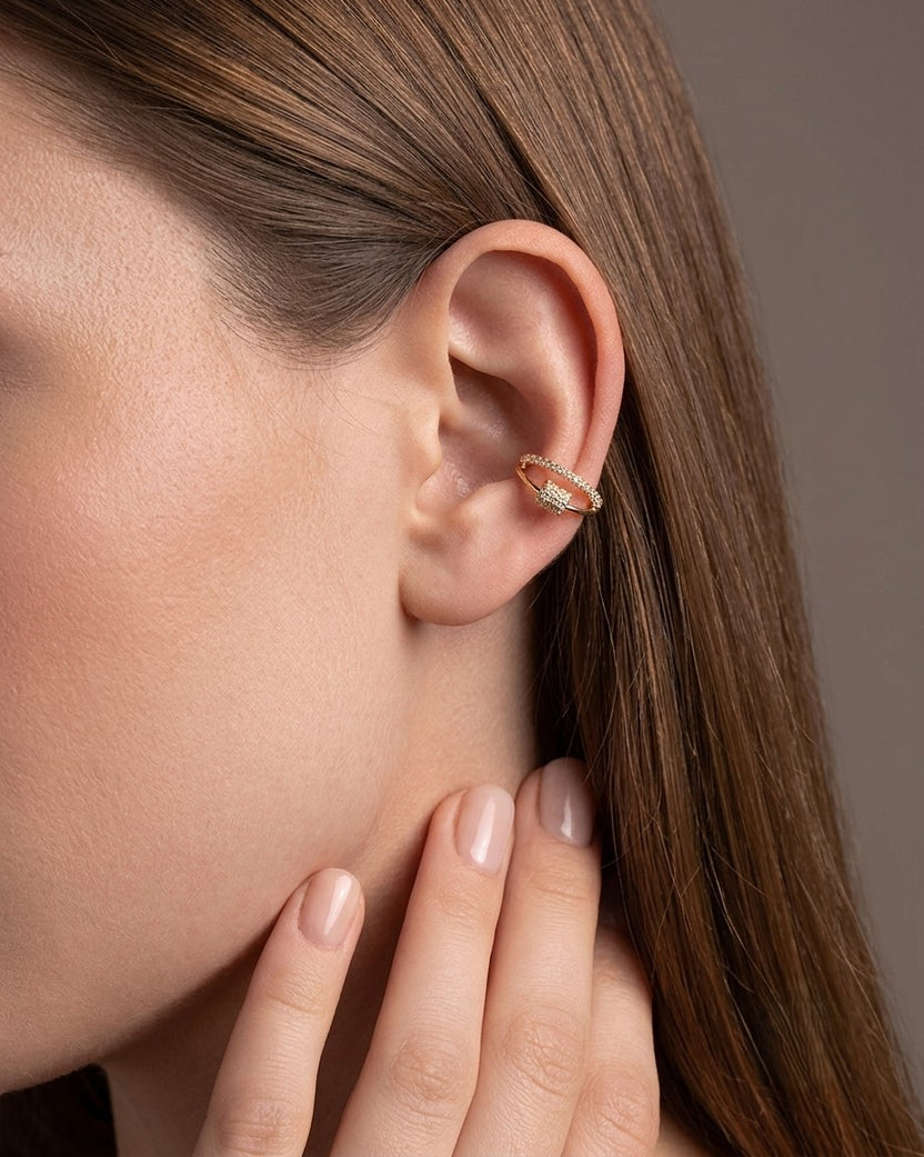 Sculptural Gold Horizon Ear Cuff