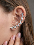 Rhinestone-encrusted Silver Ear Cuff