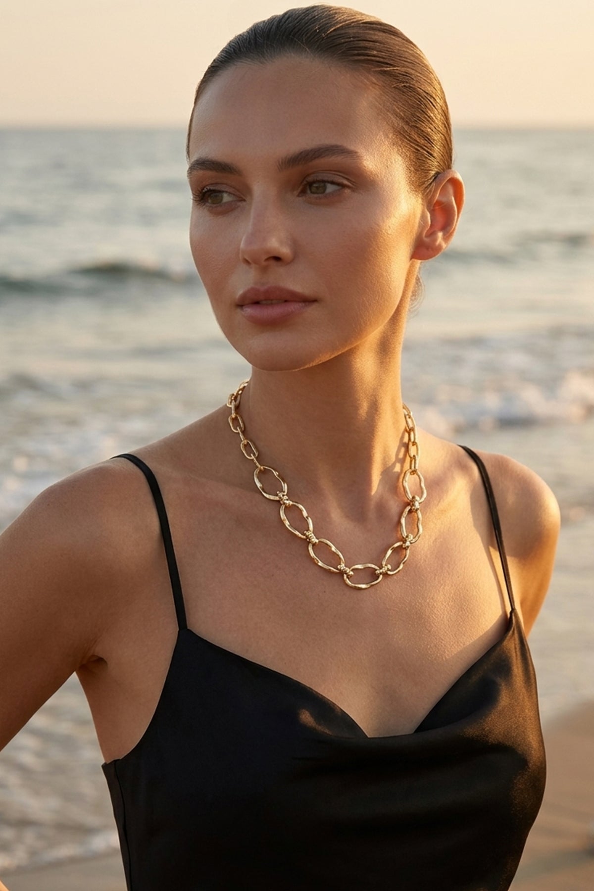 Gold-plated Link Chains Statement Necklace