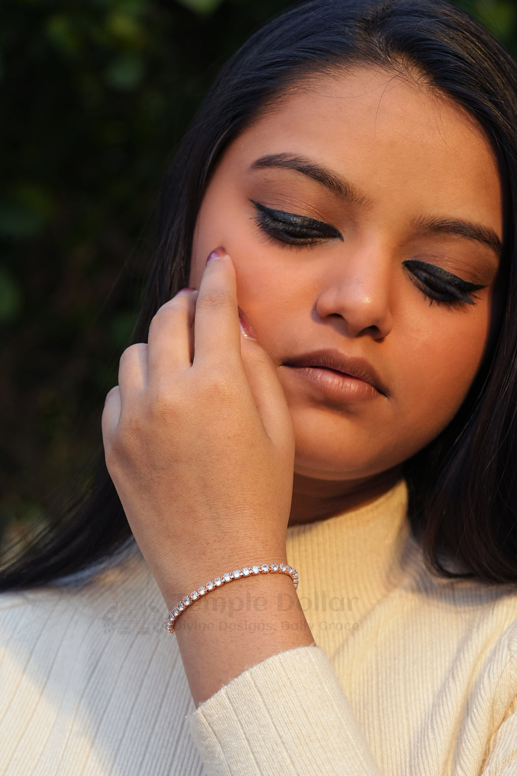 Rose Gold Plated Round Cut American Diamond Tennis Bracelet