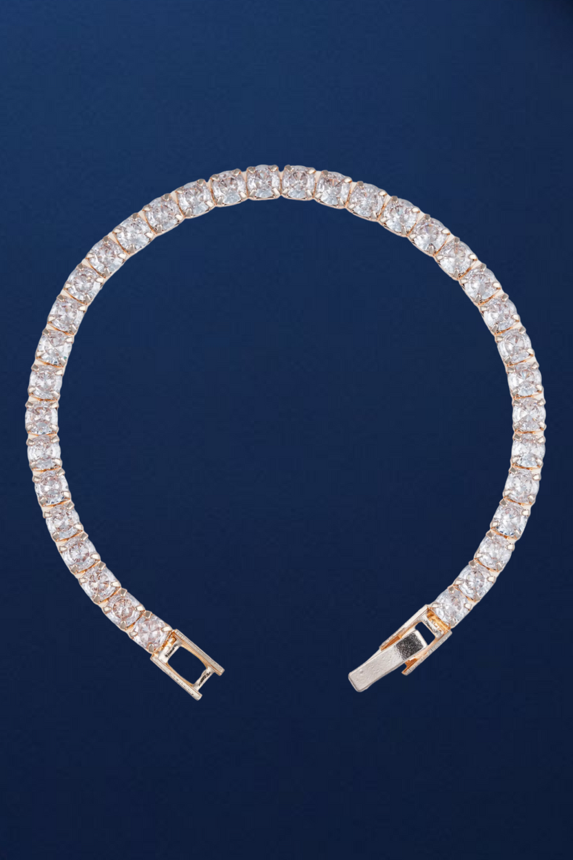 Rose Gold Plated Round Solitaire Tennis Bracelet