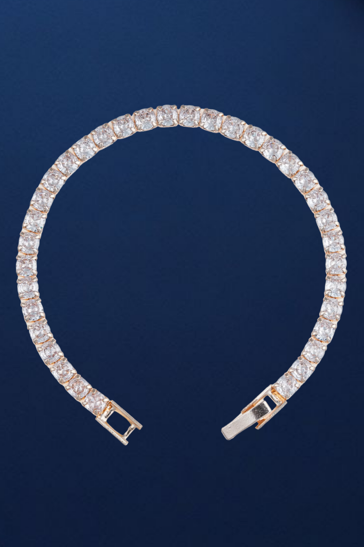 Rose Gold Plated Round Solitaire Tennis Bracelet