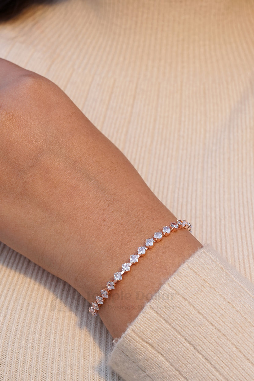Rose Gold Plated Princess Cut (Kite) Tennis Bracelet