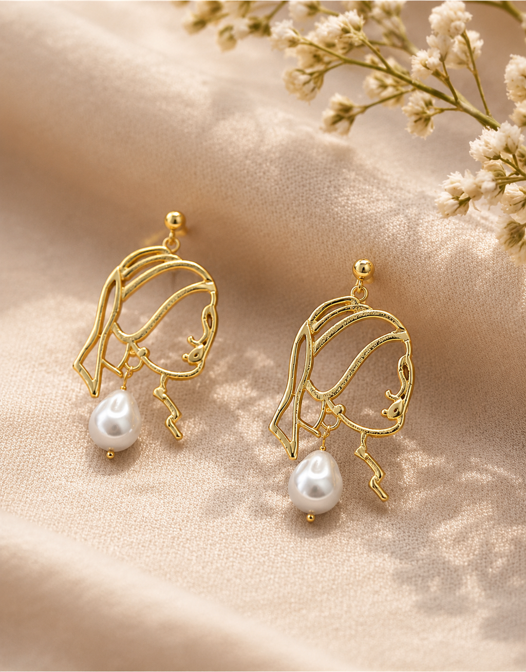 Girl with a Pearl Earring Silhouette Drop Earrings