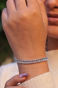 Silver Plated Baguette Cut American Diamond Tennis Bracelet