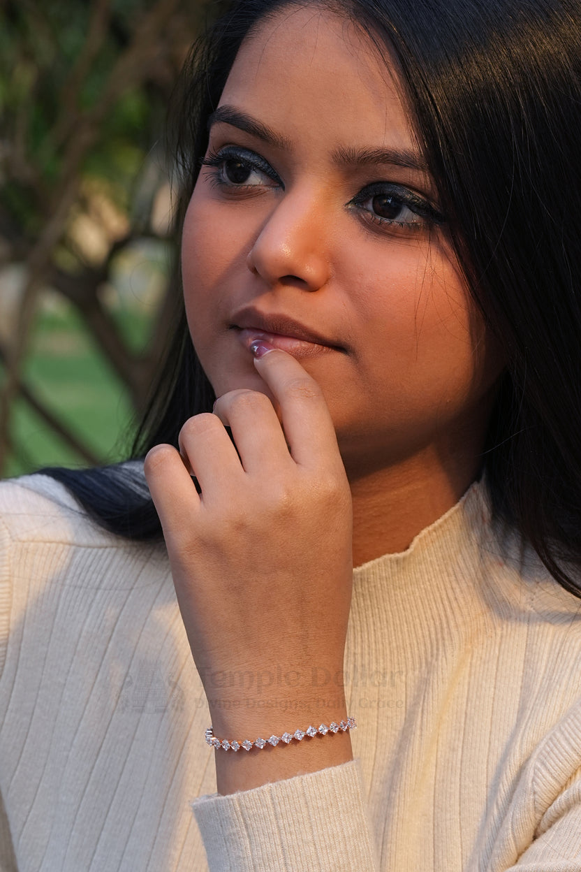 Rose Gold Plated Princess Cut (Kite) Tennis Bracelet