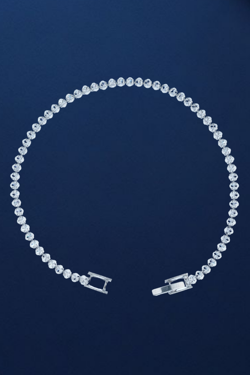 Silver Plated Oval Cut American Diamond Tennis Bracelet
