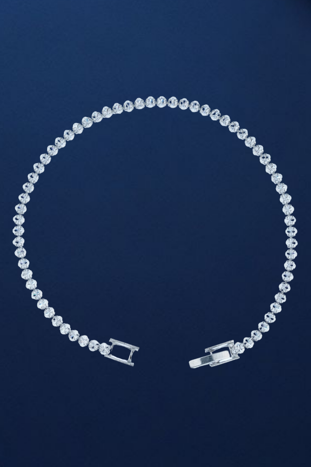 Silver Plated Oval Cut American Diamond Tennis Bracelet
