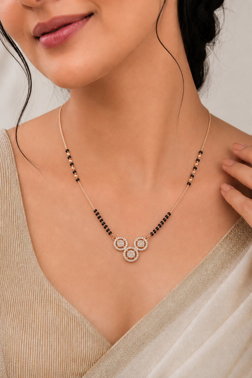 Rose Gold Regal American Diamond Mangalsutra Necklace For Women